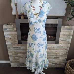 Floral Blue and White Women's Dress